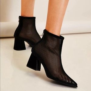 Shein Pointed Toe Mesh Booties